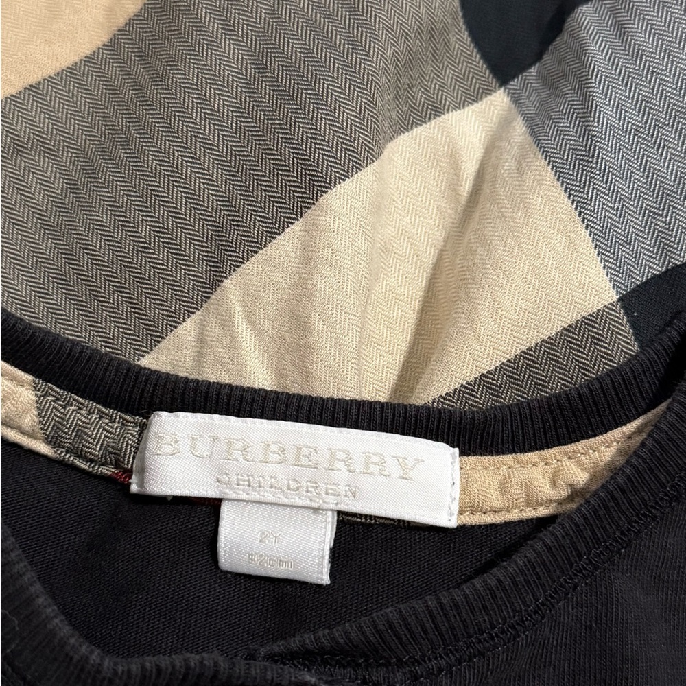 Burberry Girls’ 2Y Black Plaid Long Sleeve Dress - Picture 3 of 5